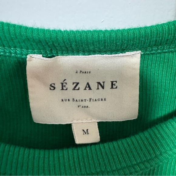 Sezane Marcelo Ribbed Tank Top Grenadine Green Organic Cotton Size Medium - Picture 6 of 7